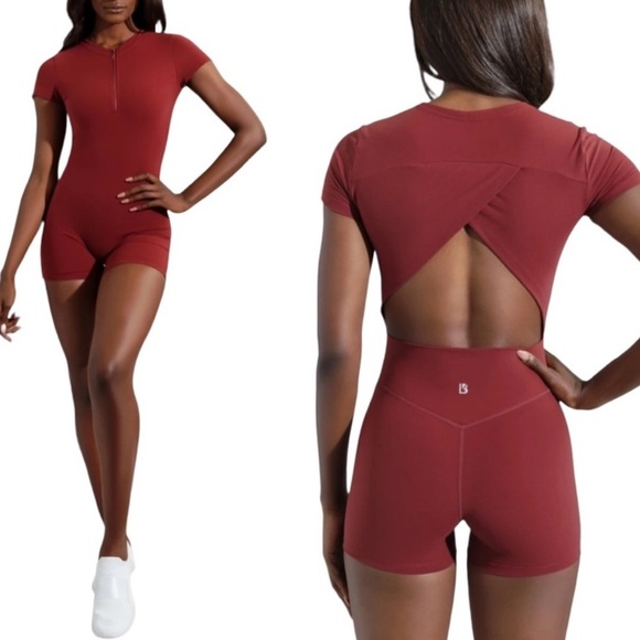 Buff Bunny Geo Cutout Short Sleeve Bodysuit Romper - Picture 1 of 6